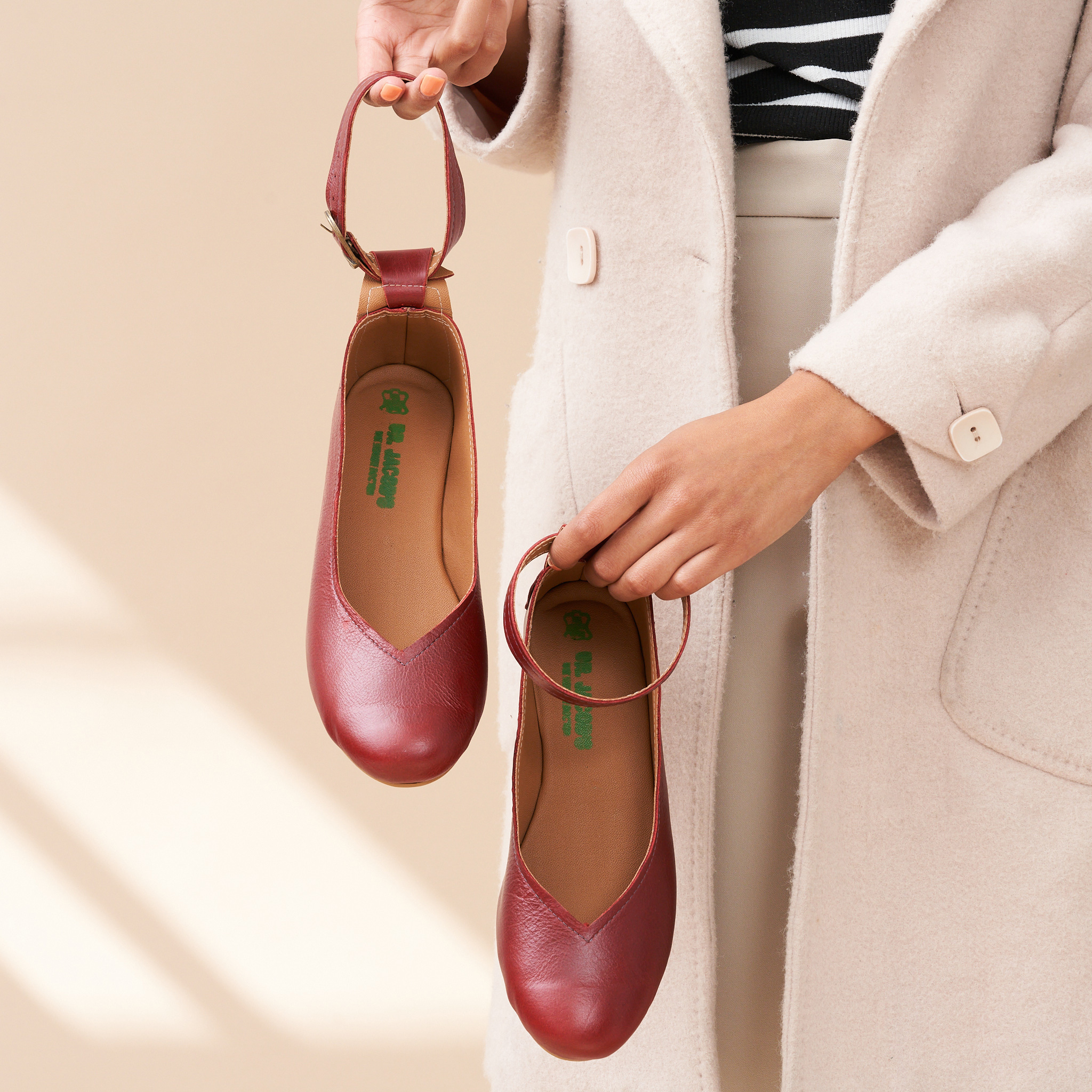 Ladies Leather Ankle Strap Pumps