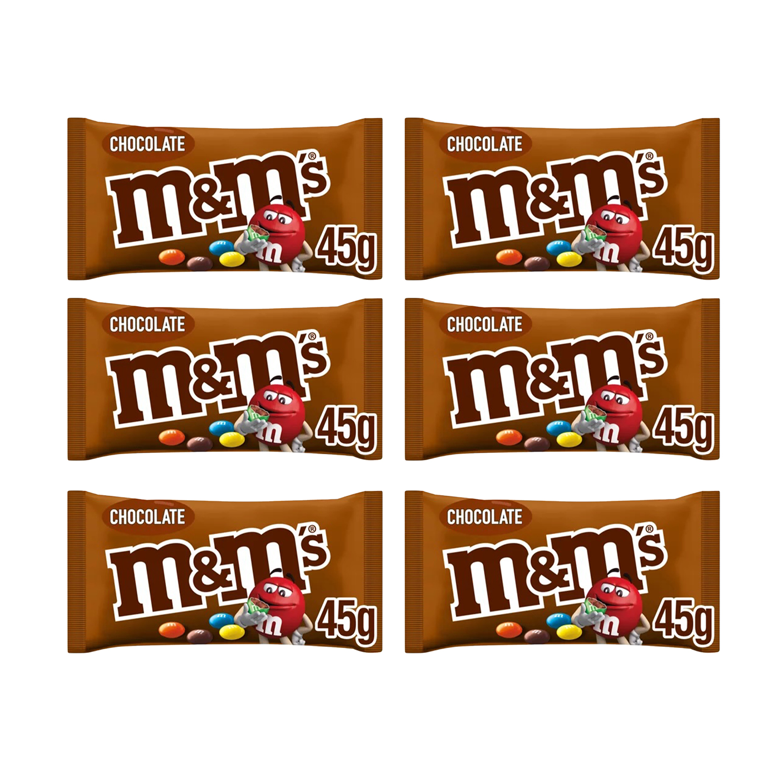 6x 45g Assorted Chocolate Coated Candies