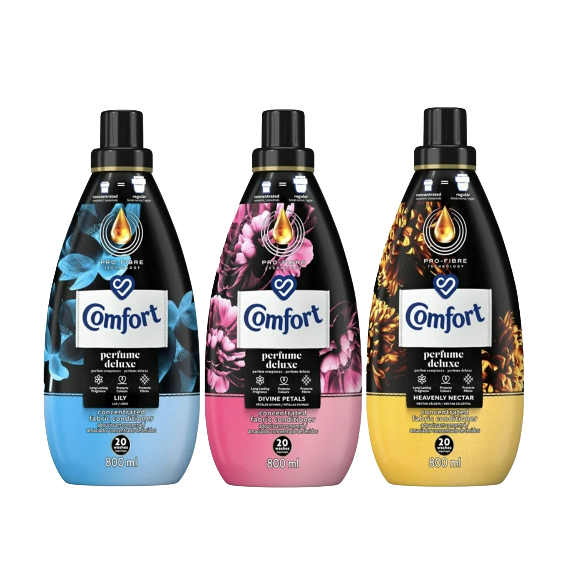 3x 800ml Deluxe Perfume Fabric Conditioners