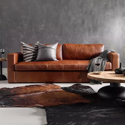 Burnt Tan Leather 4-Seater Couch