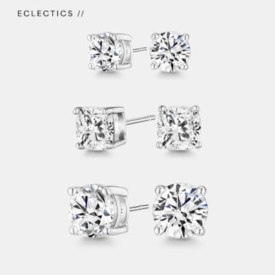 Ladies Classic Earring Set With Cubic Zirconia Crystals