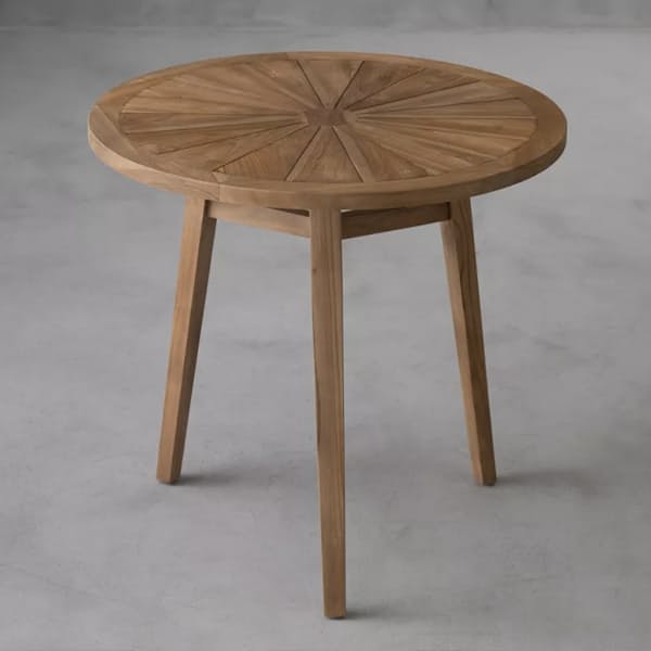 Round Natural Solid Teak Wood Patio Table