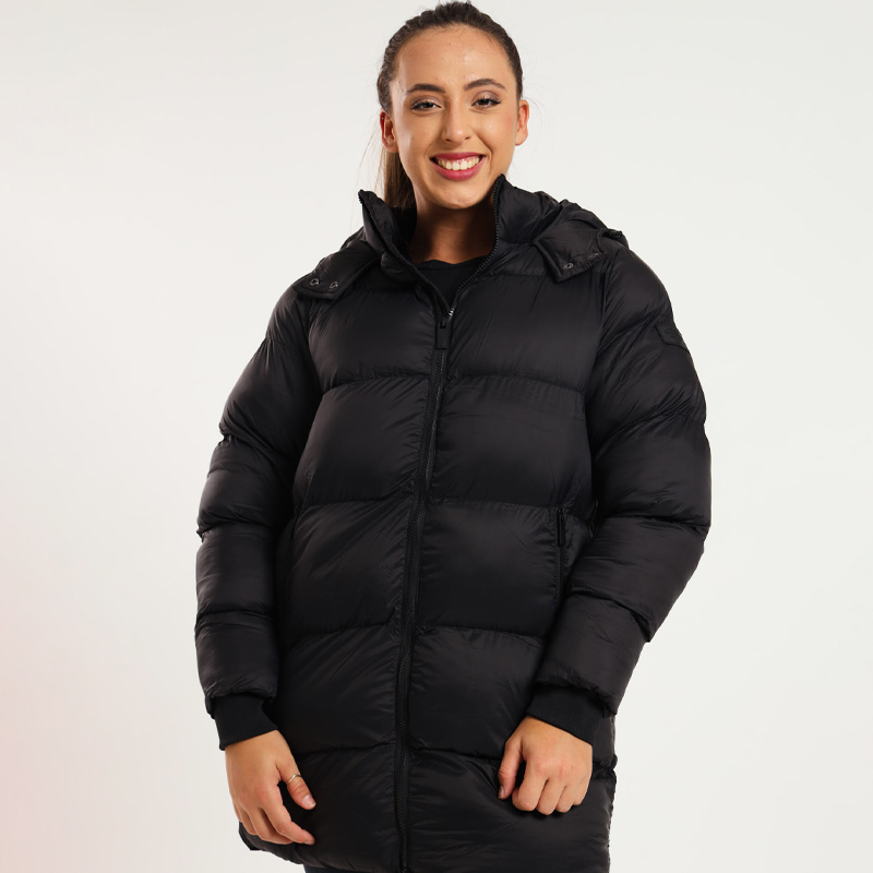 Women Mustard Hooded Longline Puffer Jacket