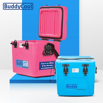 2x 25L Pink and Blue Medium Cooler Boxes