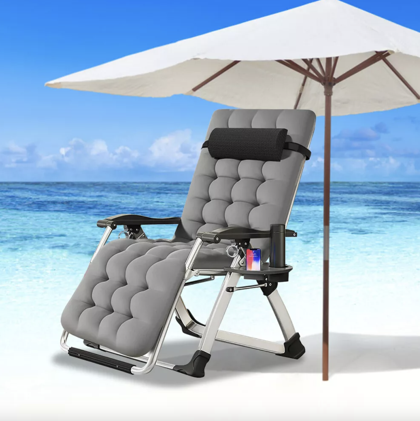 35% off on 2x Folding Deck Chairs with Cushions | OneDayOnly