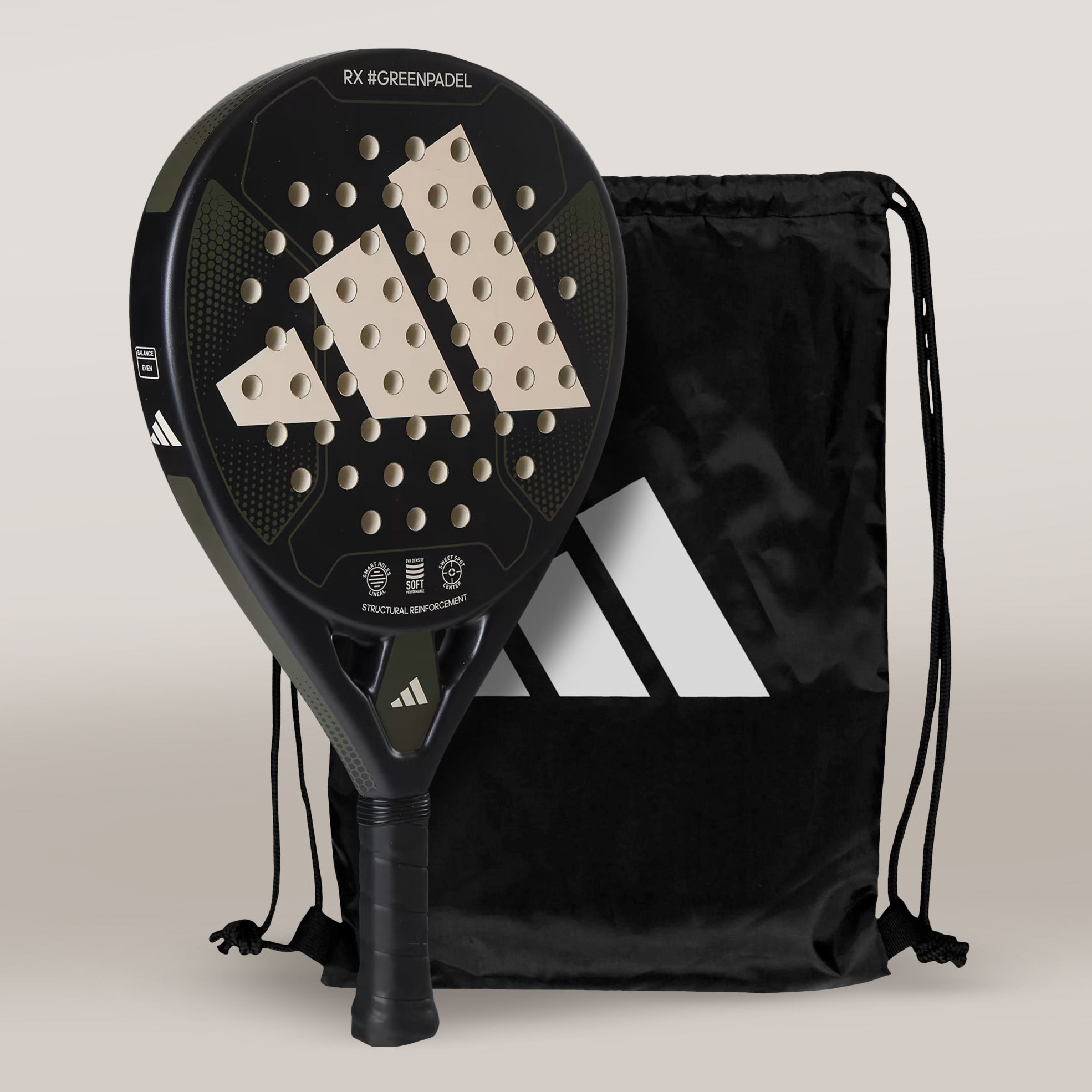 エッジパッド　BLACK Special edition 51% off on adidas RX Green Padel Racket + Bag | OneDayOnly