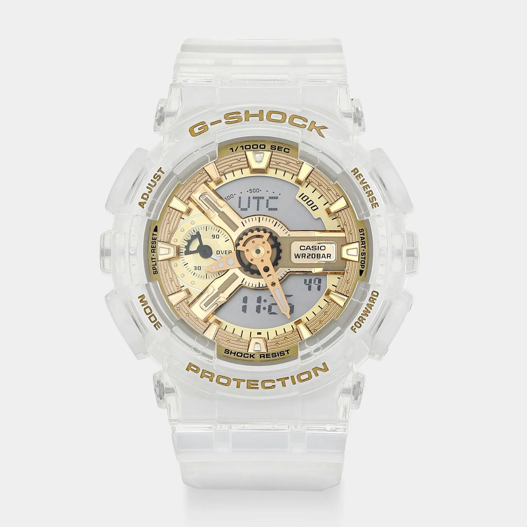 Ladies G-Shock Anadigi Transparent & Gold-Tone Resin Watch