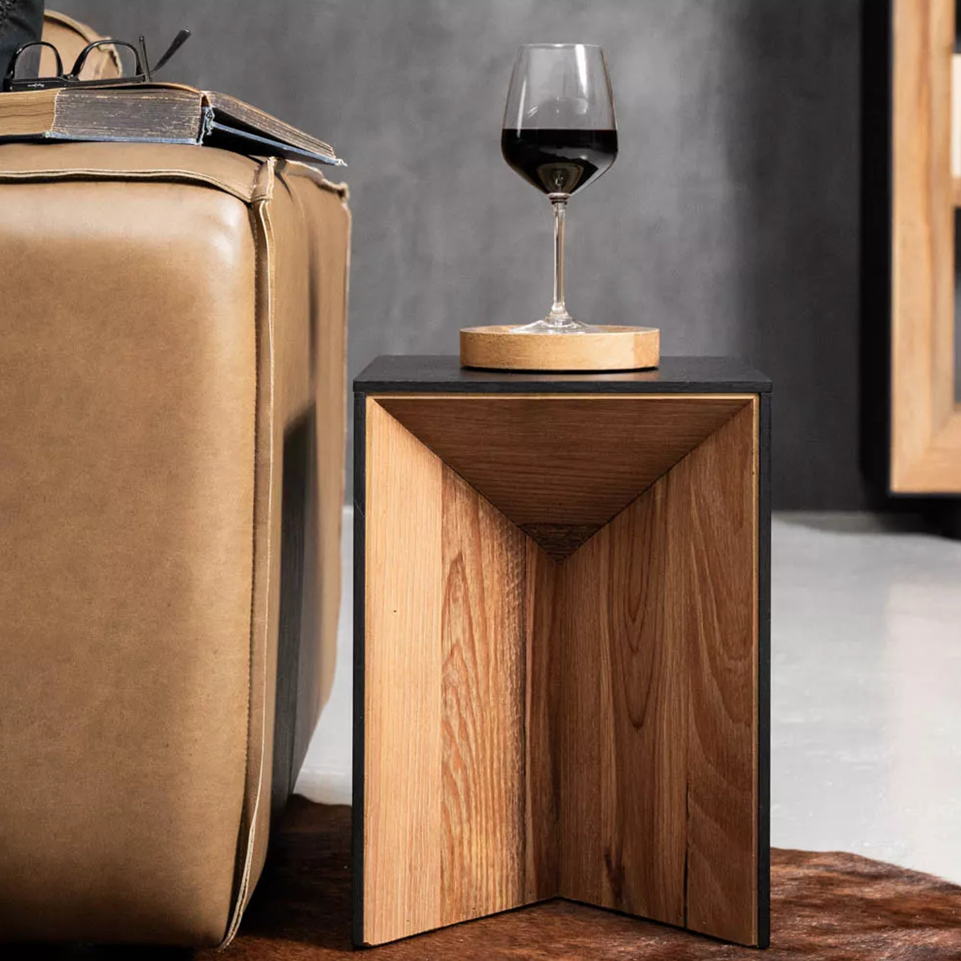 Natural Geometric Side Table