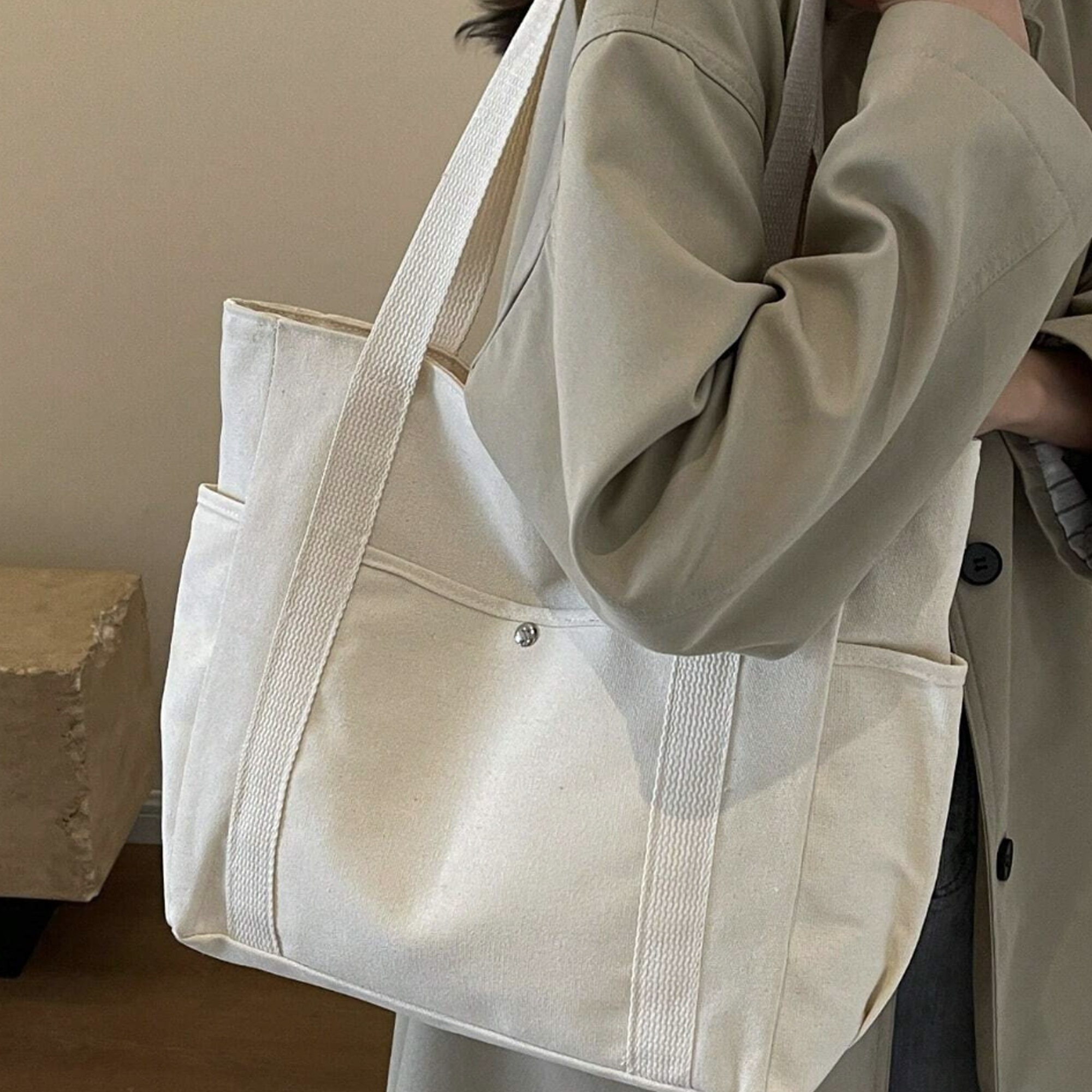 Canvas Tote Carry Bag with Pockets
