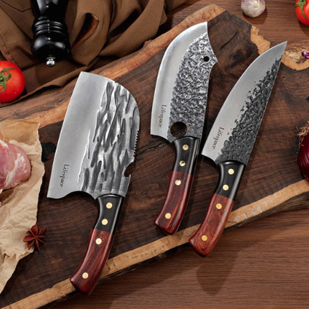 3x Chef Cleaver Knife Set in Gift Box