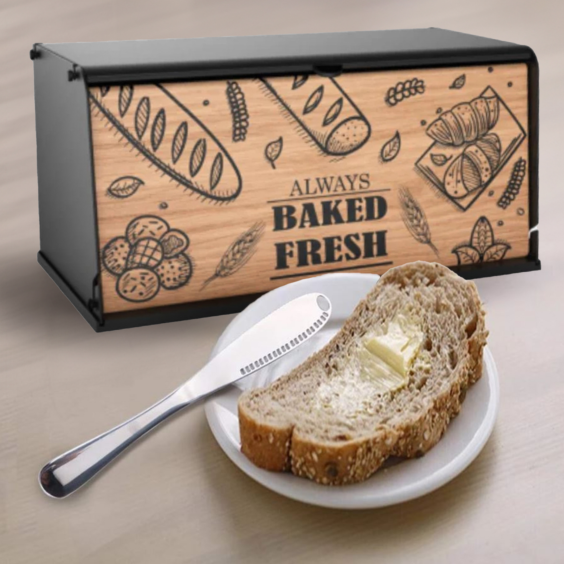 3-in-1 Magic Butter Spreader Knife & Foldable Bread Box Combo