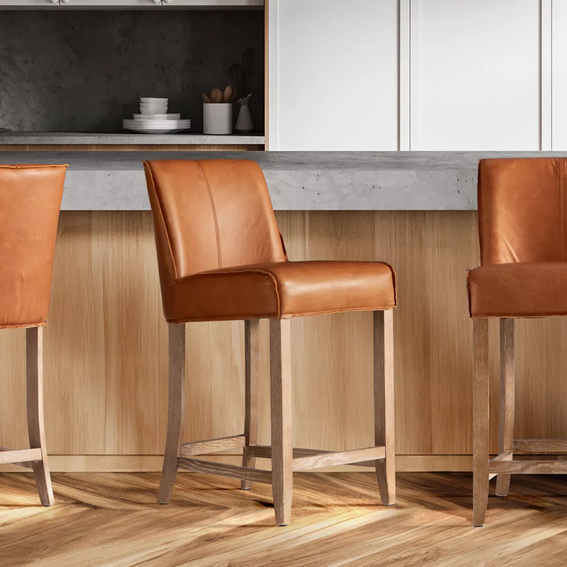 Aged Tan Counter Bar Chair