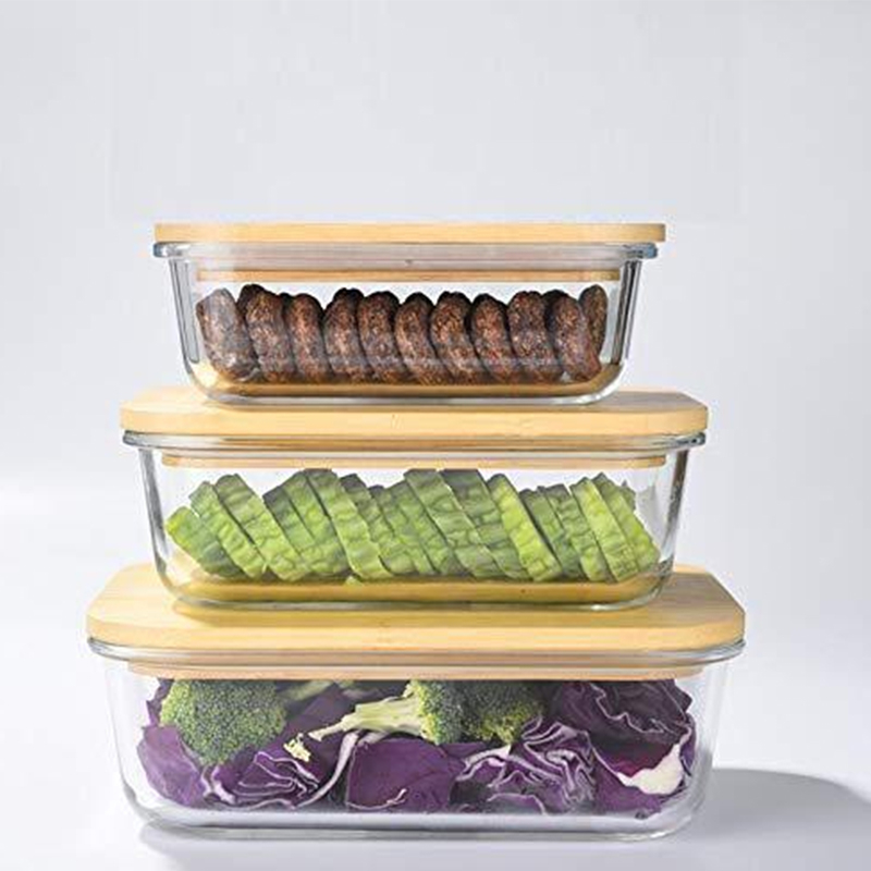 3-Piece Glass Containers with Bamboo Lid