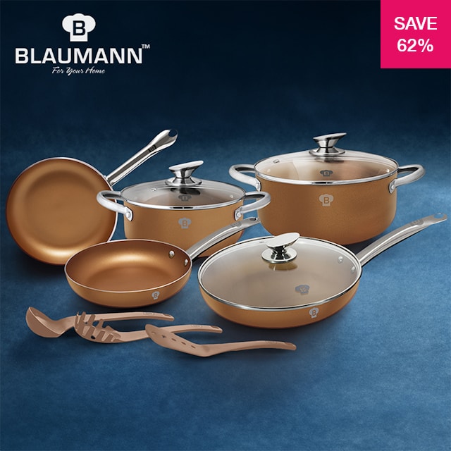 62% off on 11-Piece Le Chef Line Oven Safe Copper Cookware Set | OneDayOnly