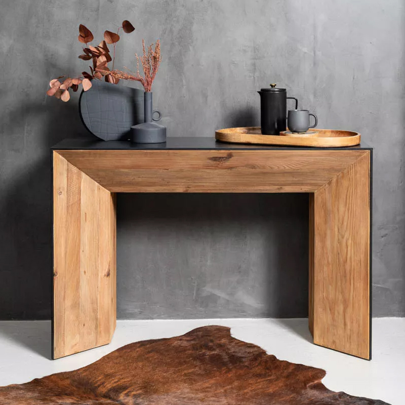 Natural and Black Console Table