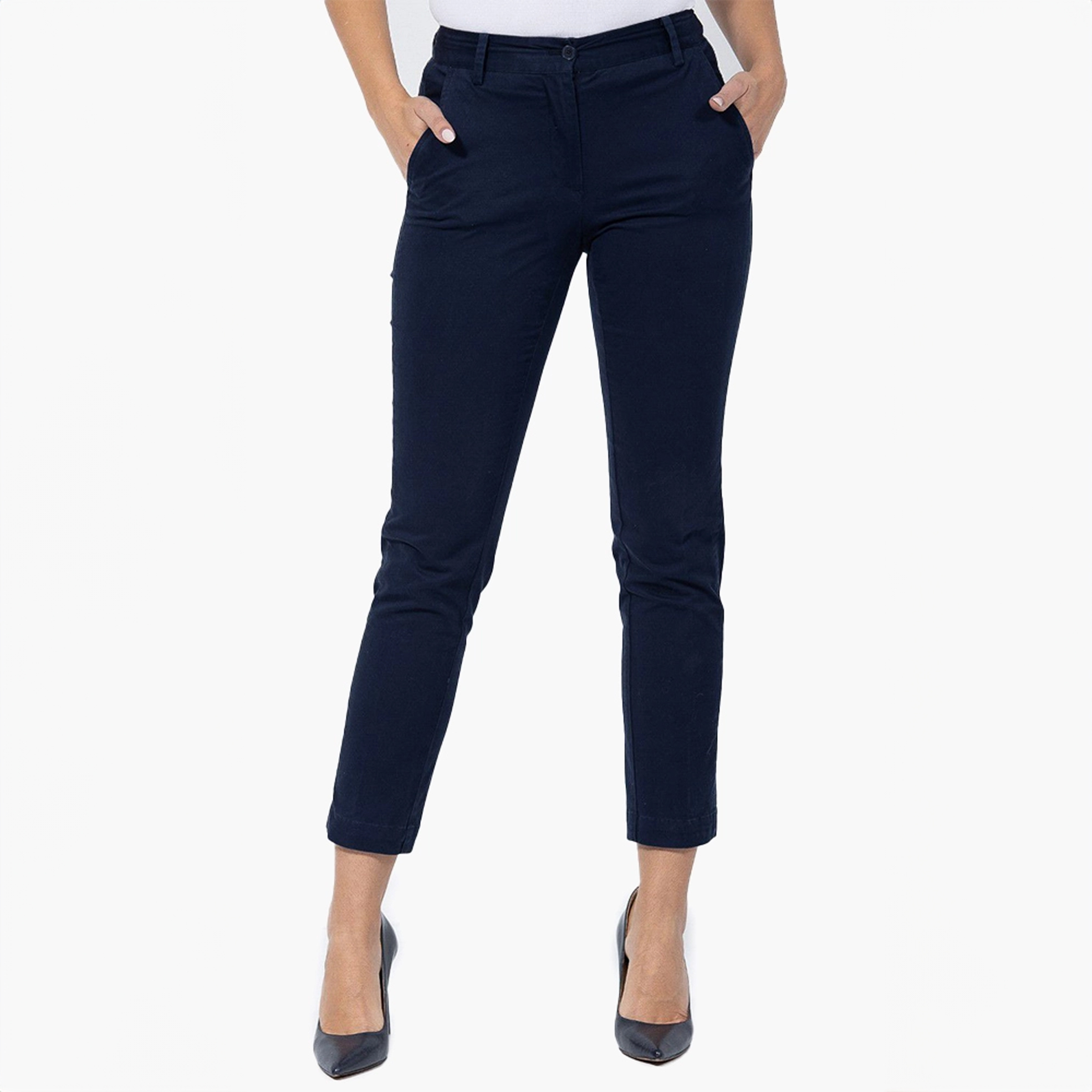 Ladies Navy Seas Slim Ankle Chino