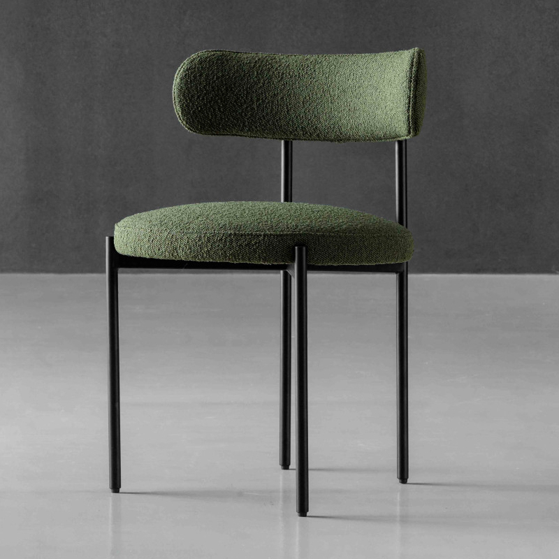 Olive Polyester Bouclé Dining Chair