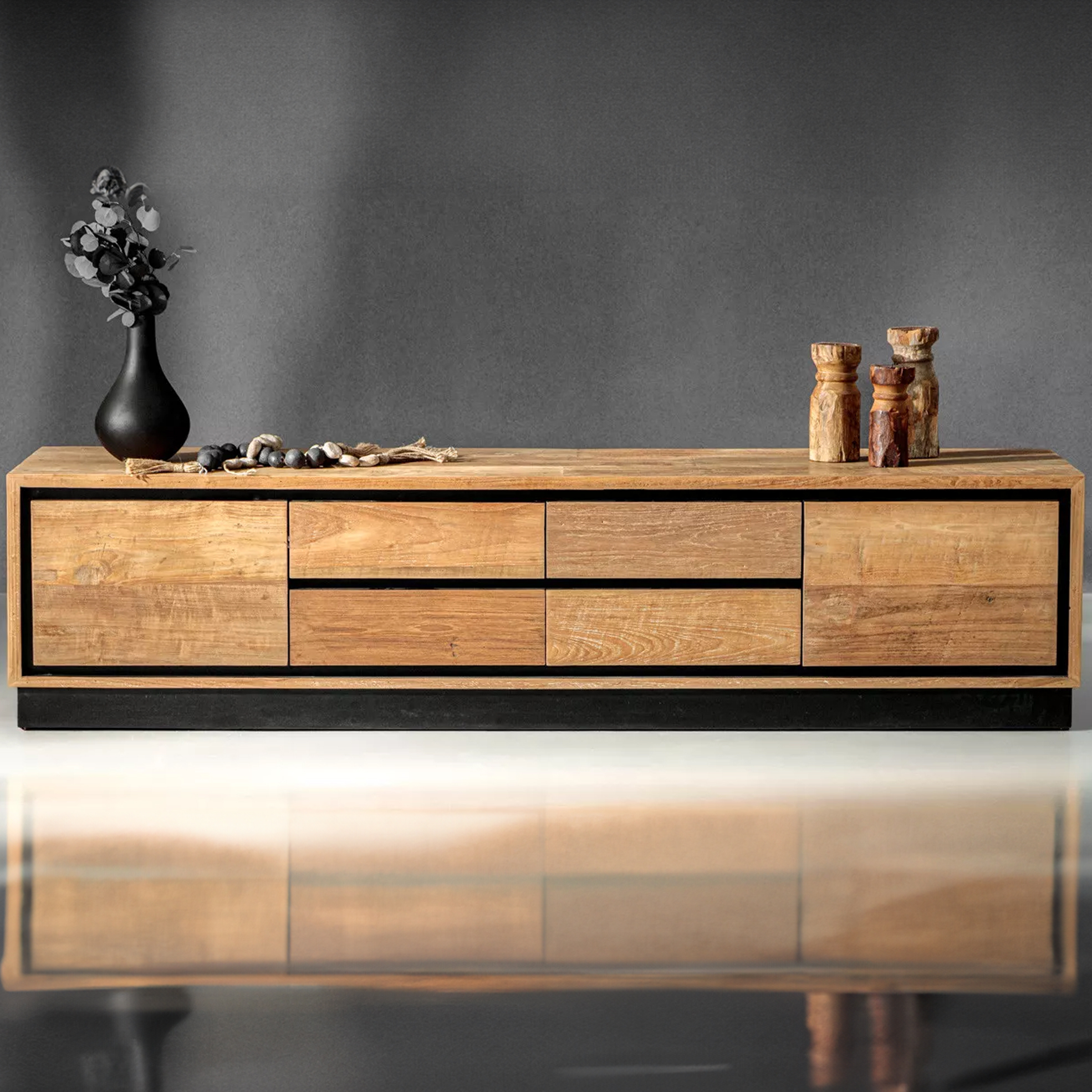 Solid Teak Wood TV Stand