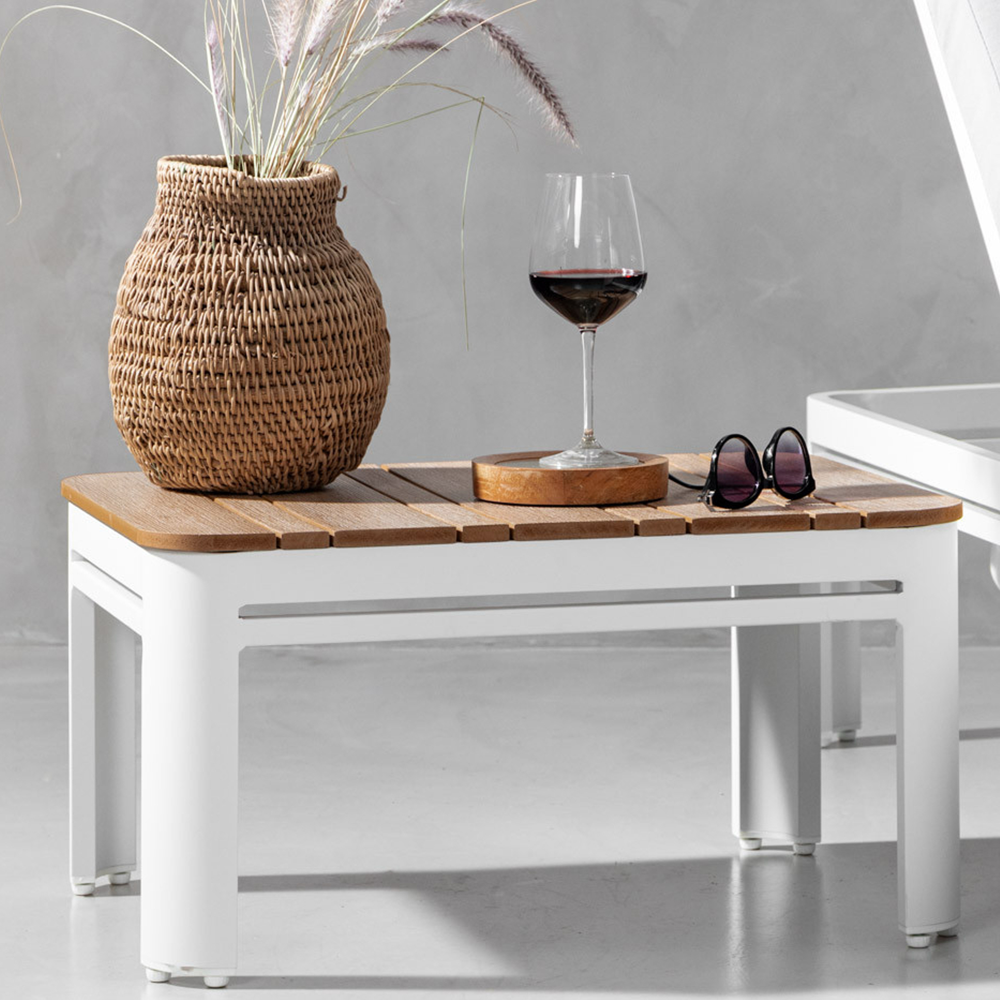 White Patio Side Table