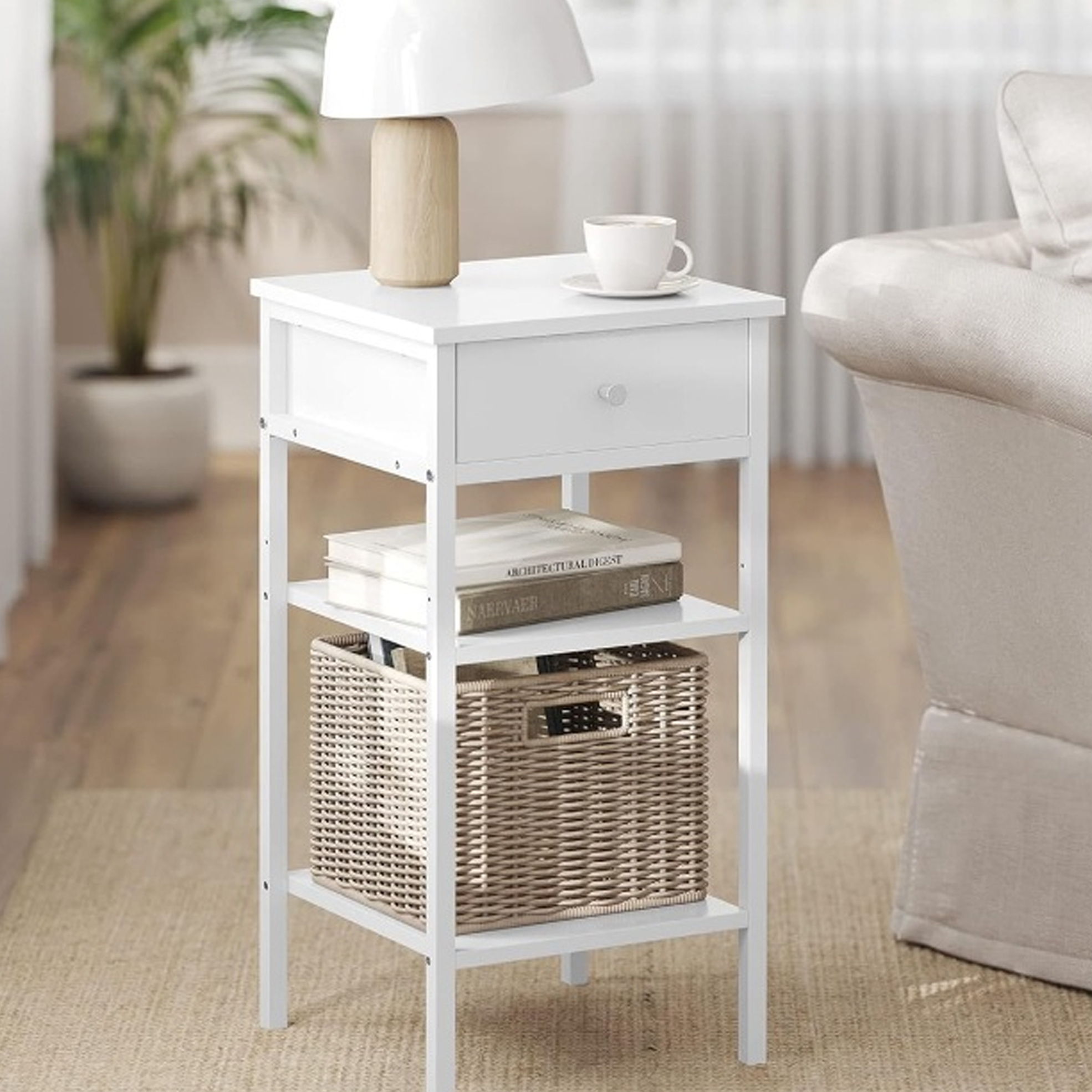 1-Drawer With 2-Tier Storage Shelves Batan Side Table