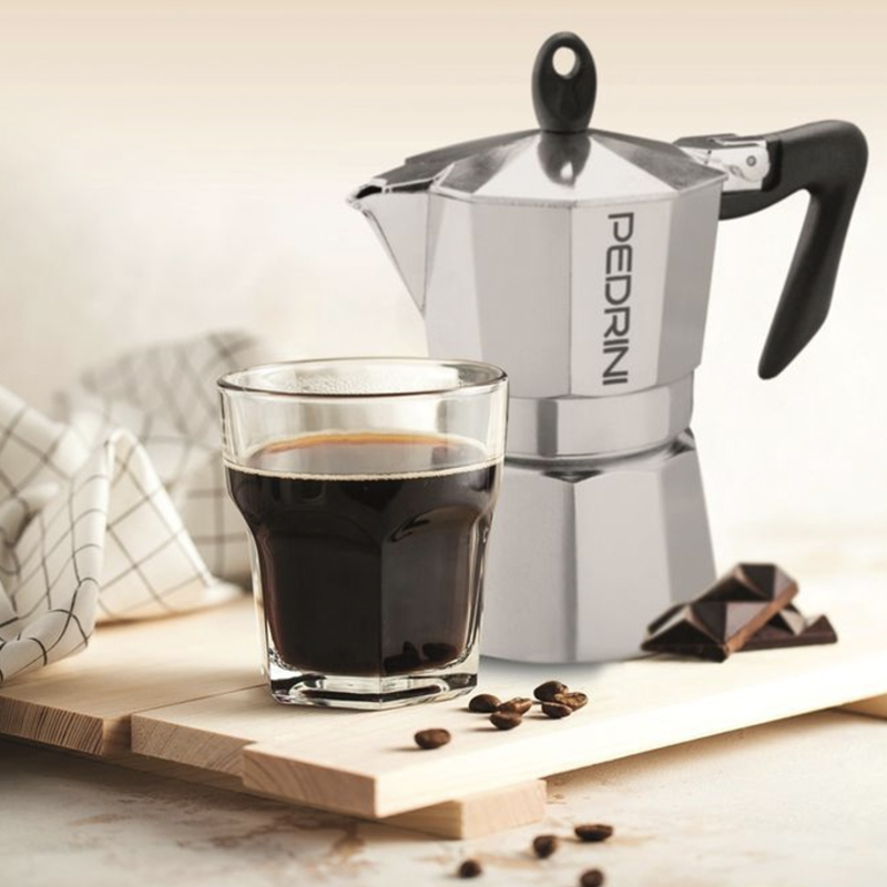 6-Cup Polished Aluminium Espresso Coffee Maker Moka Pot