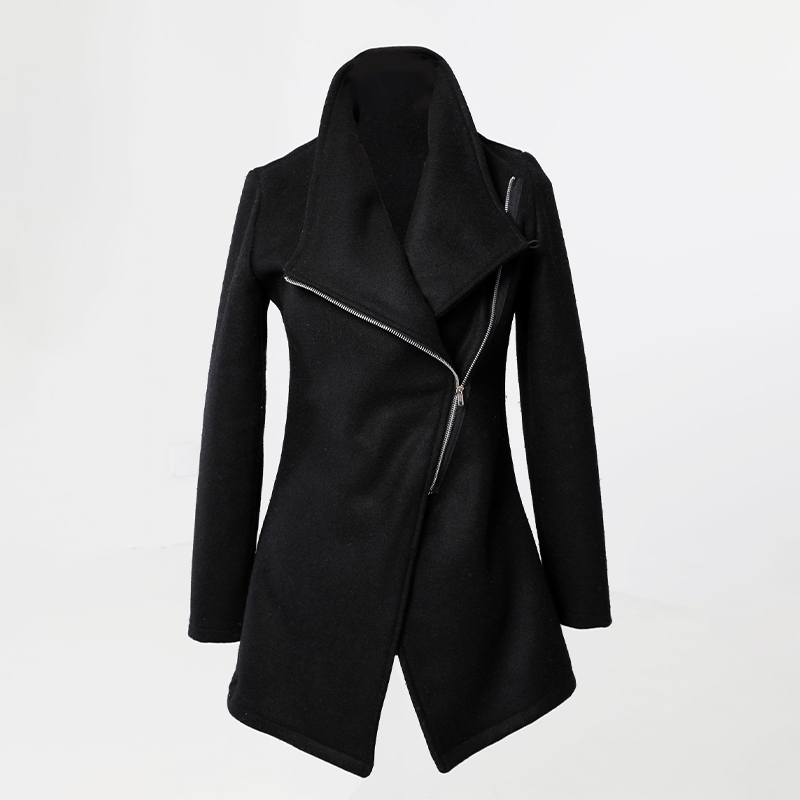Ladies Black Asymmetric Zip Jacket