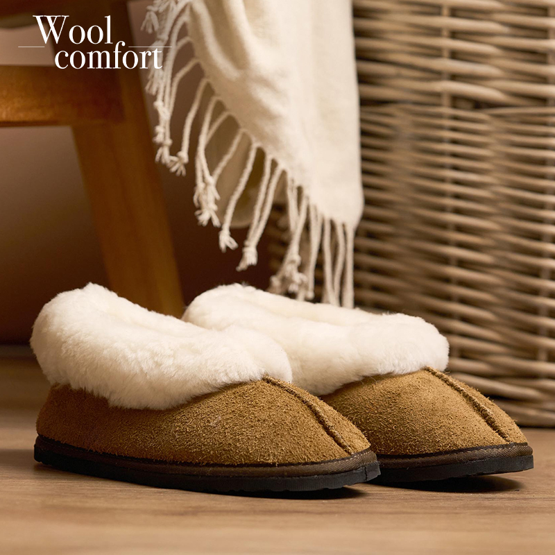Men's or Ladies Two-Tone Genuine Wool & Sheepskin Slippers