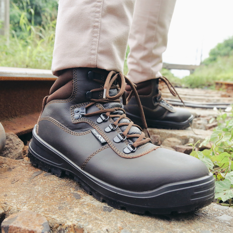 Men's Leather Magnificent Brown Steel Toe Safety Boots