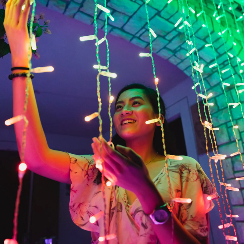 210-LED Multicolour Curtain LED Lights with Translucent Wire