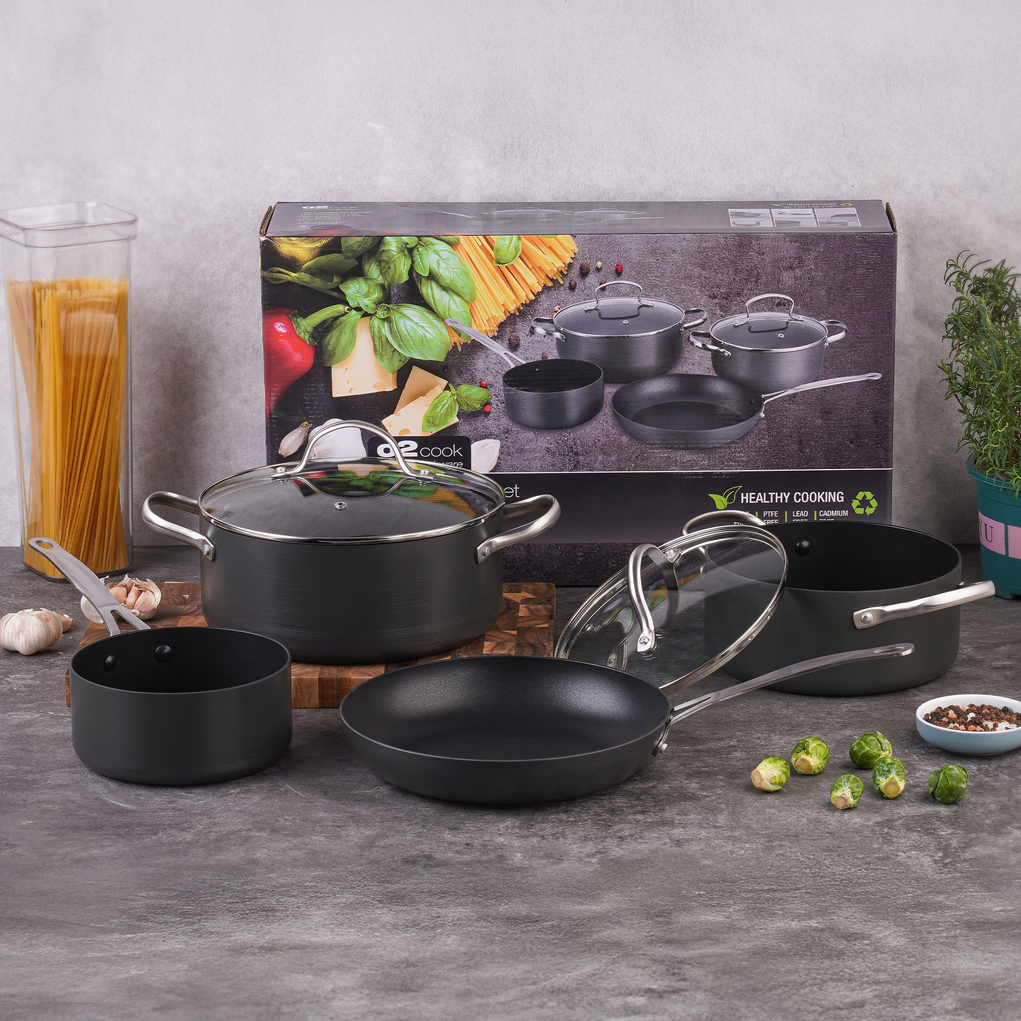 6-Piece Non-Stick Stainless Steel Pot Set