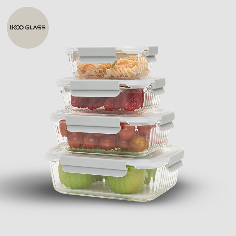 8-Piece Ribbed Glass Storage Containers