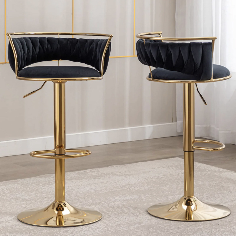 2x Glamorous Velvet Bar Stools
