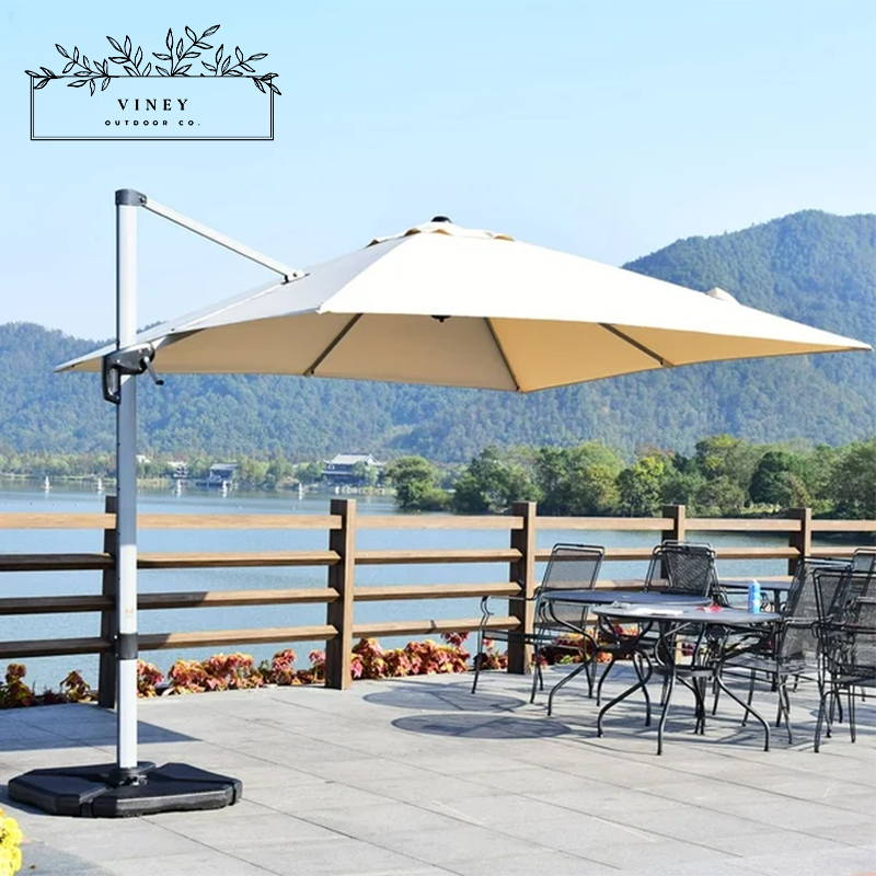 Weather-Resistant Cantilever Umbrella with Base