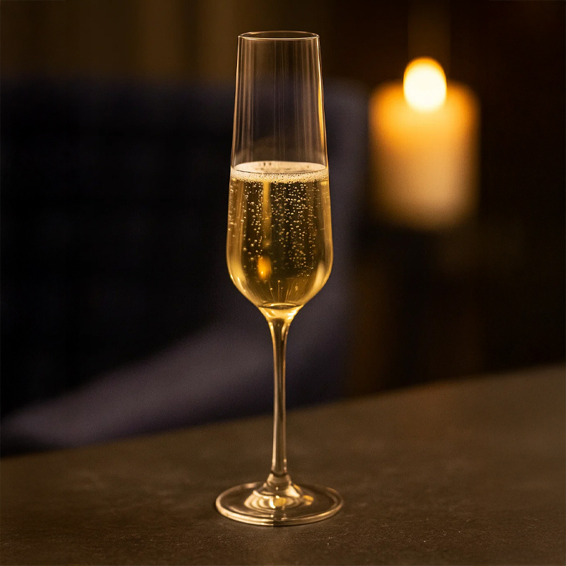 8x 200ml Signature Vienna Stem Crystal Champagne Flute Glass Set