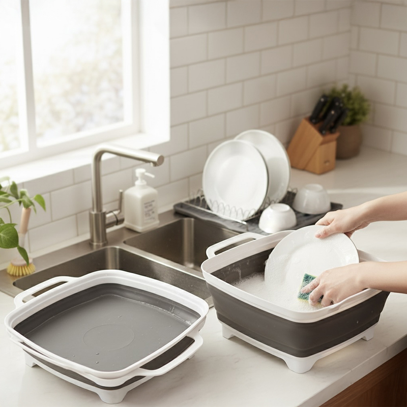 2x 9.6L Foldaway Basins with Drain Plug