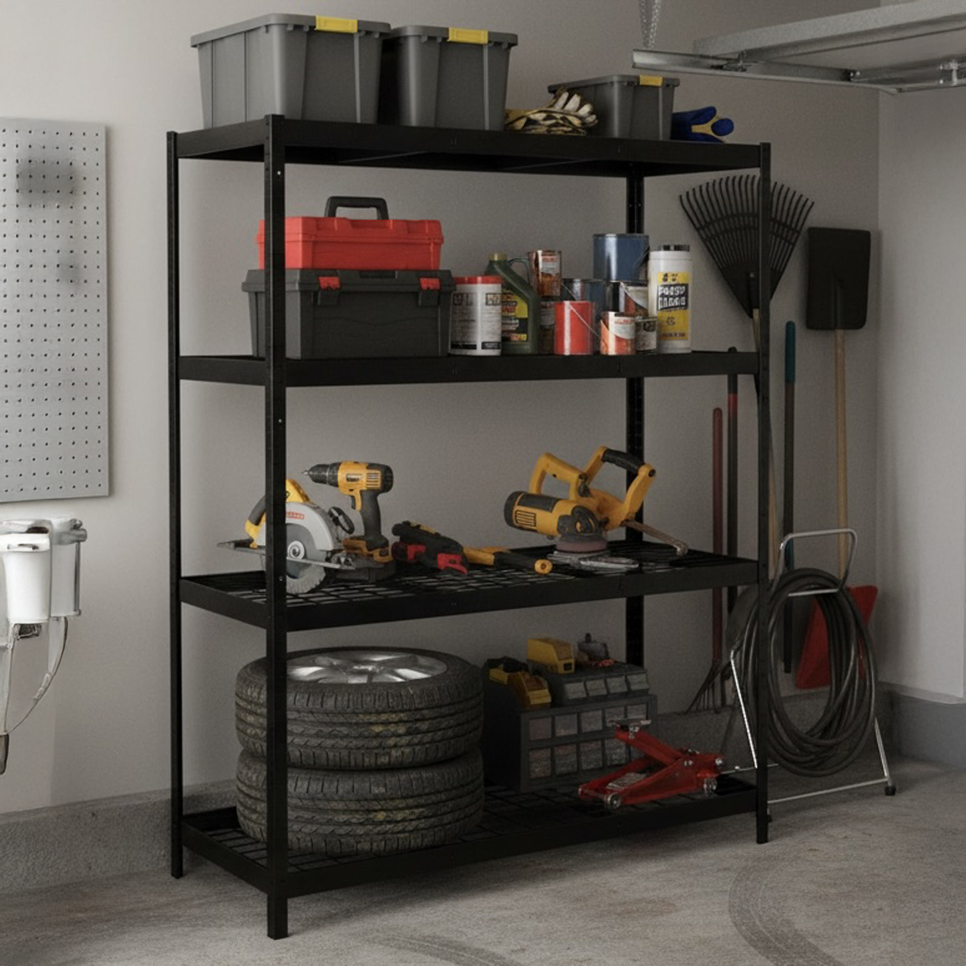 4-Tier Heavy Duty Steel Mesh Industrial Shelving