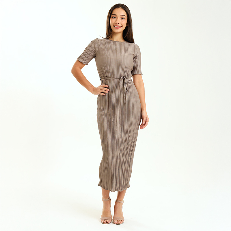 Ladies Zuri Short Sleeve Ribbed Midaxi Dress