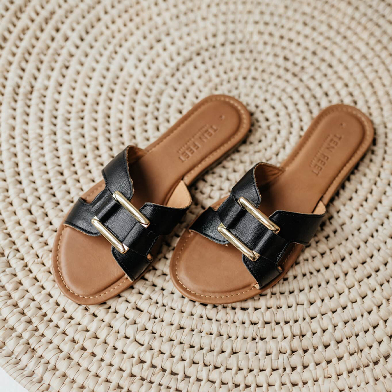 Ladies Genuine Leather Brook Sliders