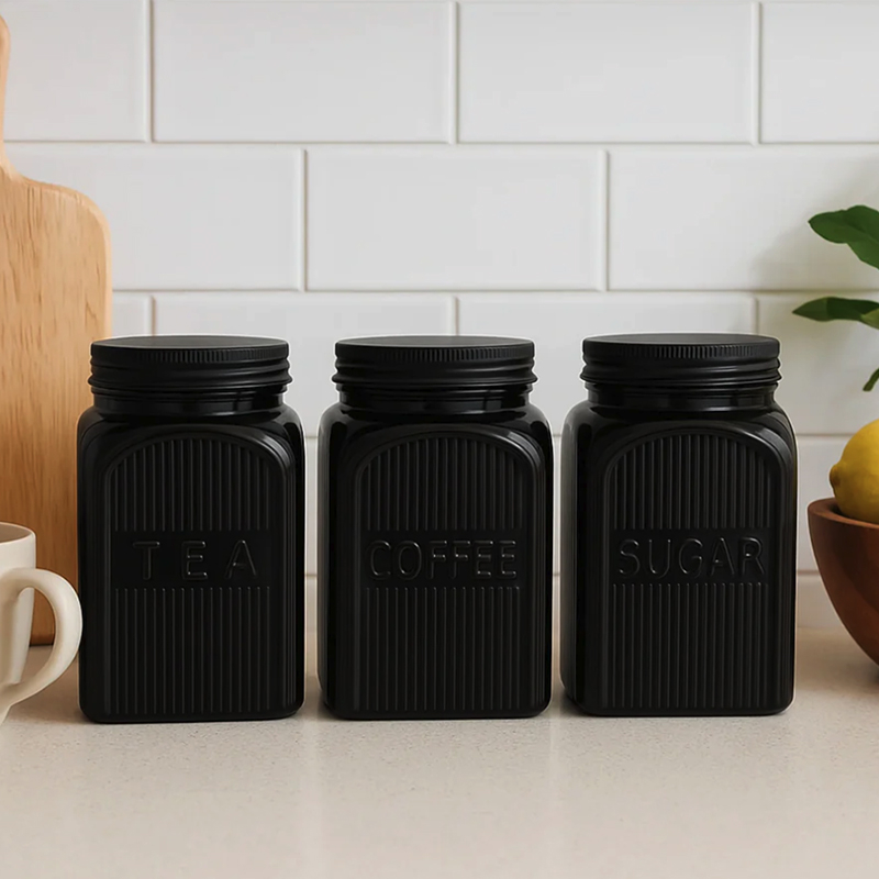 27% off on 3-Piece Ribbed Square Glass Containers | OneDayOnly