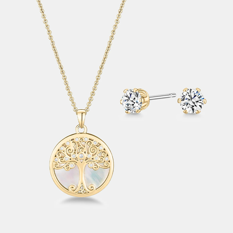 Willow Tree of Life Set with Cubic Zirconia Crystals