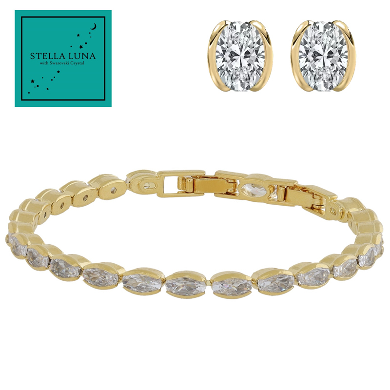 Oval Tennis Bracelet and Earring Set