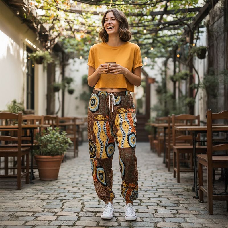 Ladies Patterned Harem Pants with Pockets