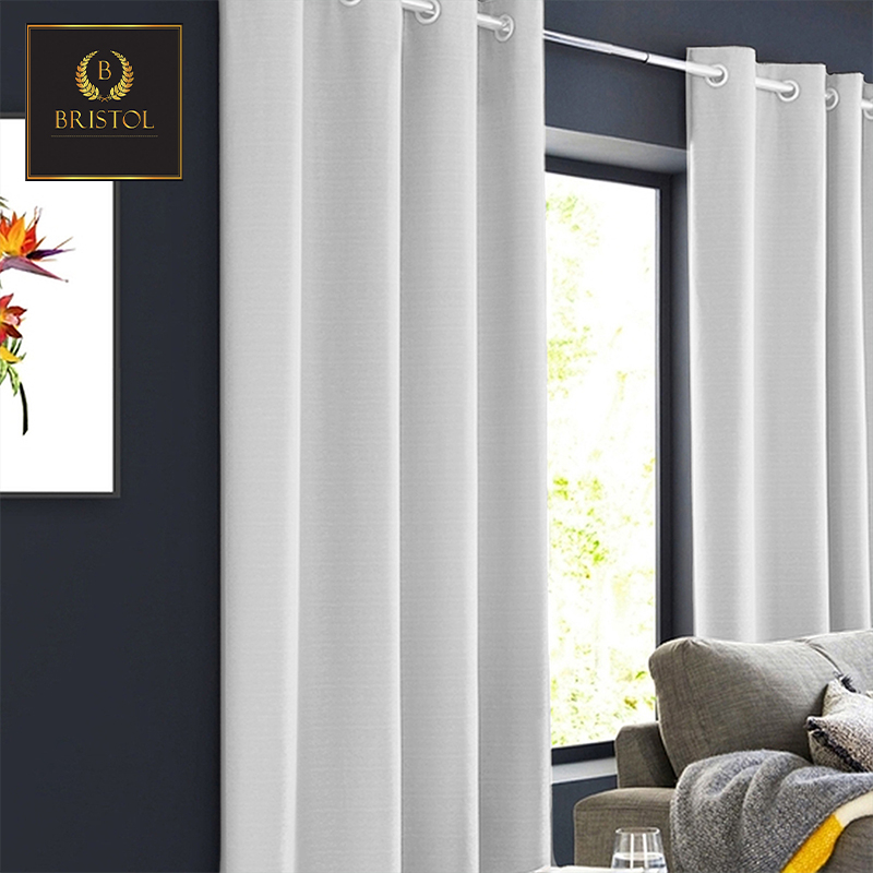 100% Luna Block Out Double Woven Eyelet Curtains