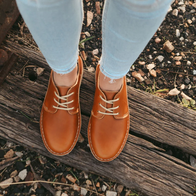 Ladies Genuine Leather Toffee Vellies