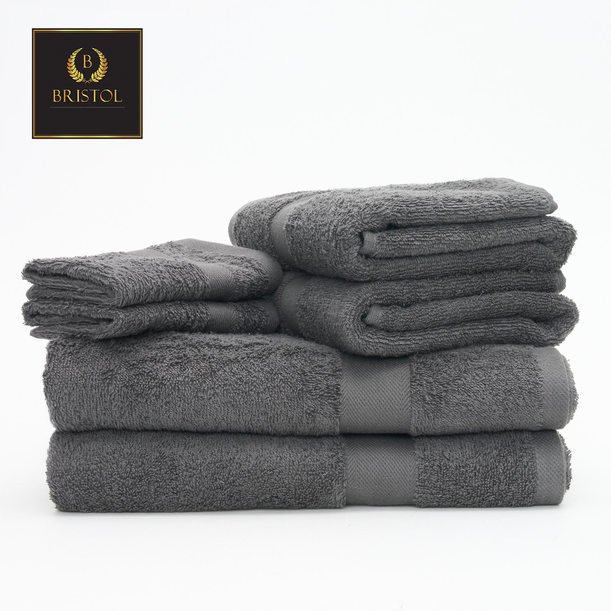 6-Piece 500gsm 100% Cotton Towel Set