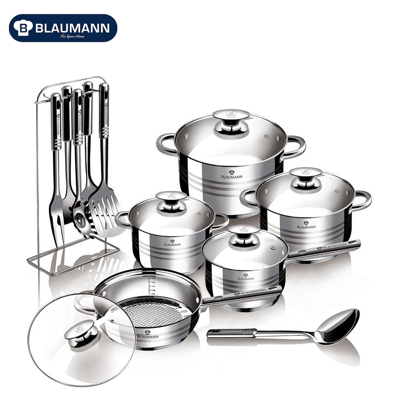 17-Piece Stainless Steel Induction Bottom Jumbo Cookware Set