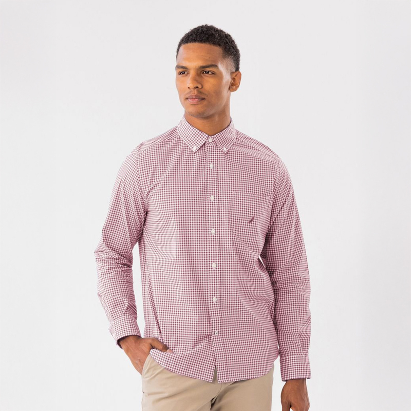 Men&#x27;s Gingham Long Sleeve Woven Shirt