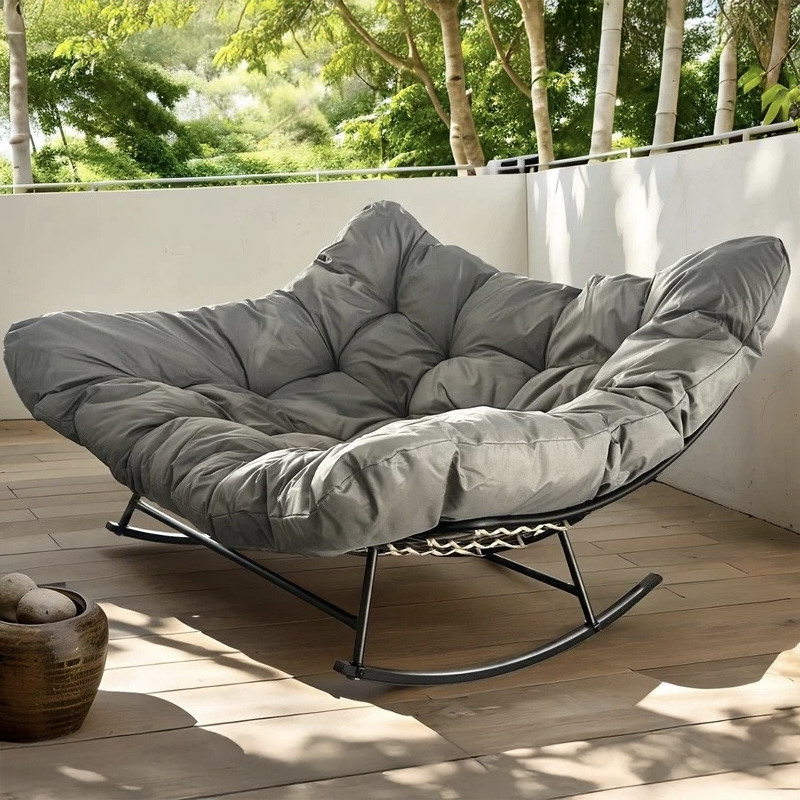 Oversized Egg-Shaped Rocking Chair with Padded Cushion