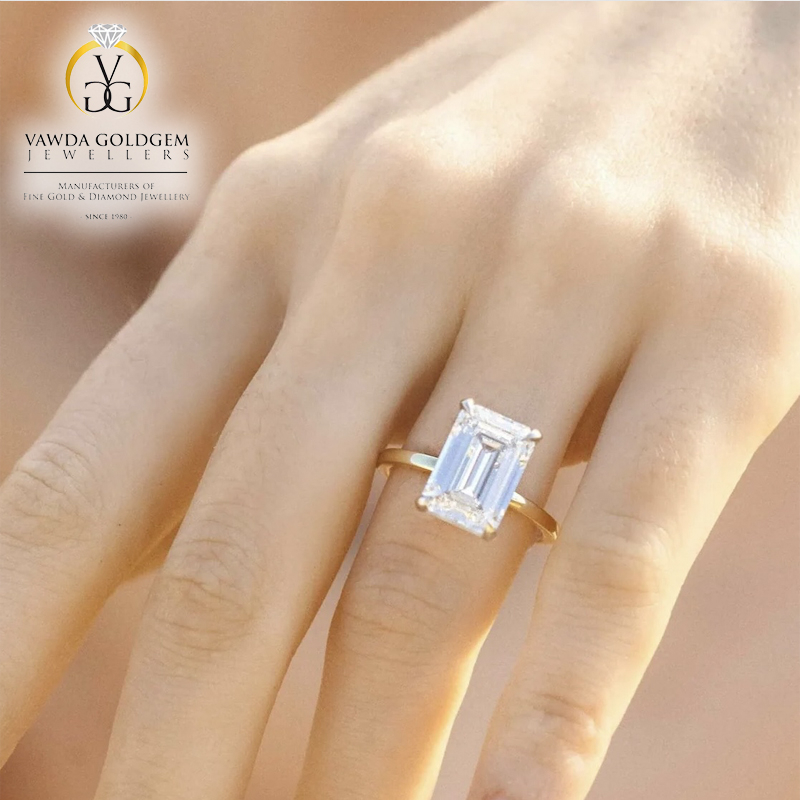 5ct Emerald Cut Lab Grown Diamond Solitaire Ring