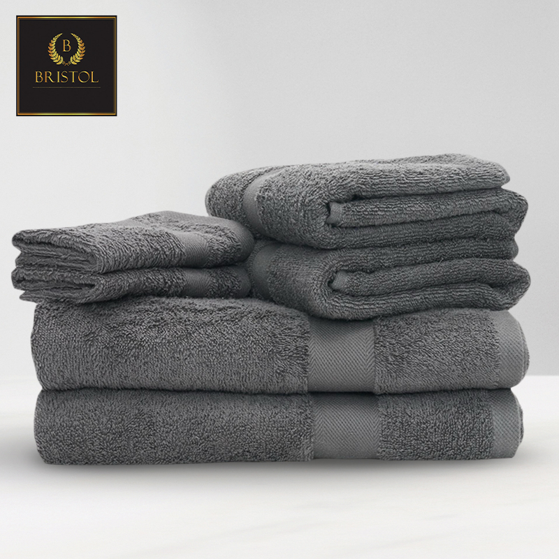 6-Piece 500gsm 100% Cotton Towel Set